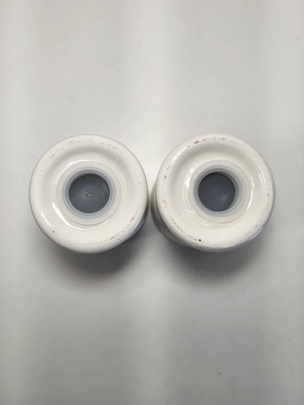 White Ceramic No. 04 Cheese Shakers Set of 2, Perforated Tops With Stoppers